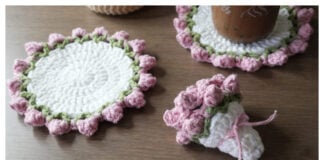 Flower Bouquet Coaster Free Crochet Pattern and Video Tutorial
