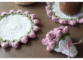 Flower Bouquet Coaster Free Crochet Pattern and Video Tutorial