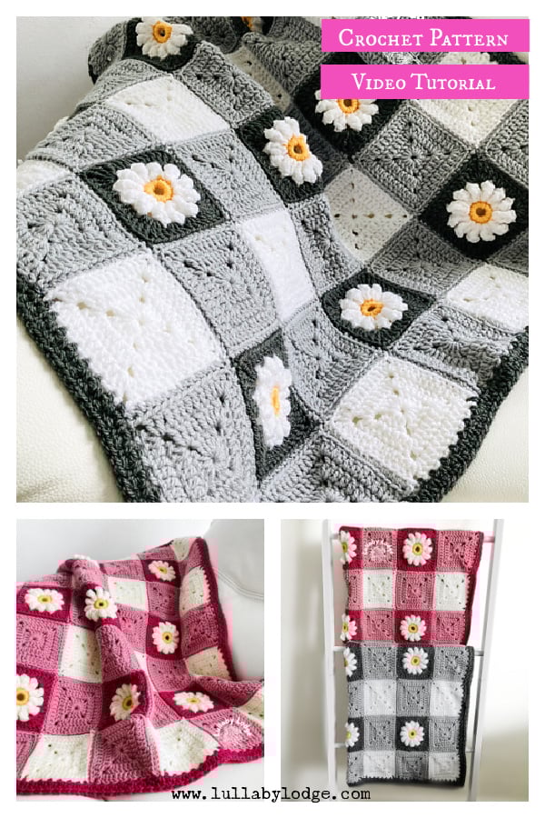 Gingham & Daisies Baby Blanket Crochet Pattern and Video Tutorial
