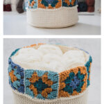 Granny Square Basket Free Crochet Pattern