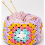 Granny Square Stash Basket Free Crochet Pattern