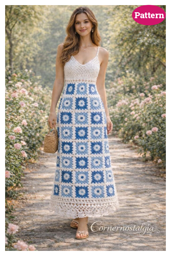 Granny Square Maxi Dress Crochet Pattern