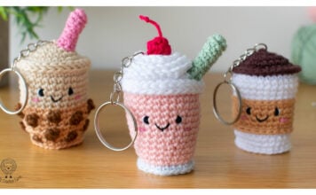 Strawberry Milkshake Amigurumi Keychain Free Crochet Pattern