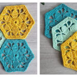 Vintage Flower Hexagon Motif Free Crochet Pattern