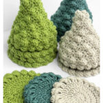 Farmhouse Bobble Christmas Tree Coaster Set Crochet Pattern