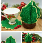 Holly Christmas Tree Coaster Set Crochet Pattern
