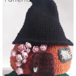 Pumpkin House with Witch Hat Roof Free Crochet Pattern