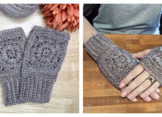 Winter Flower Wrist Warmers Free Crochet Pattern