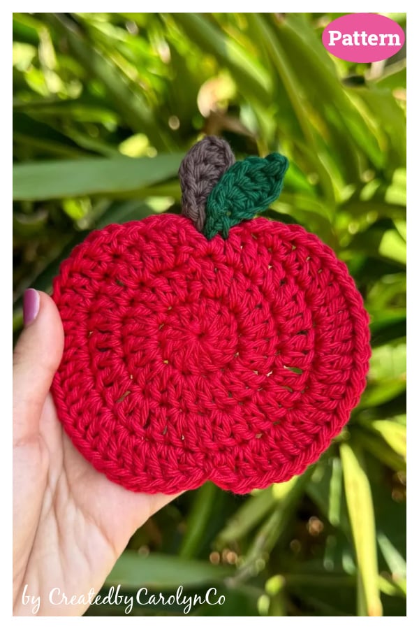 Apple Coaster Crochet Pattern