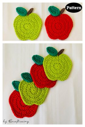 6 Apple Coaster Crochet Patterns