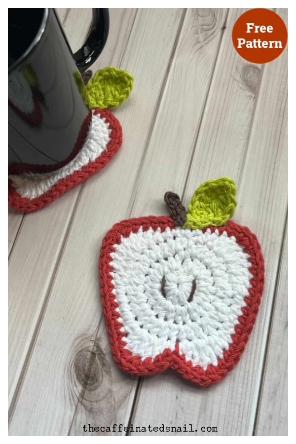 Apple Coaster Free Crochet Pattern