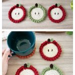 Apple Cup Coaster Free Crochet Pattern