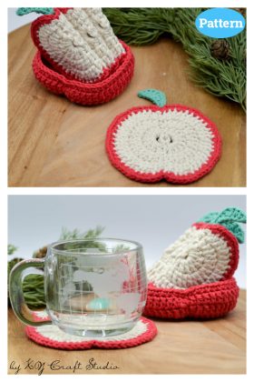 6 Apple Coaster Crochet Patterns