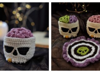 Brainy Skull Coaster Set Crochet Pattern