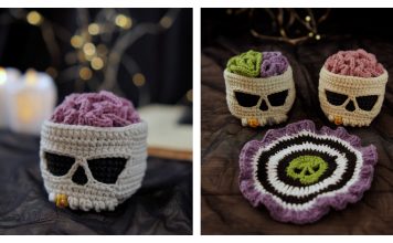 Brainy Skull Coaster Set Crochet Pattern
