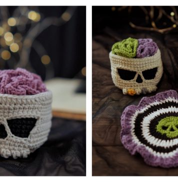 Brainy Skull Coaster Set Crochet Pattern