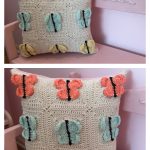 Butterfly Granny Square Pillow Free Crochet Pattern