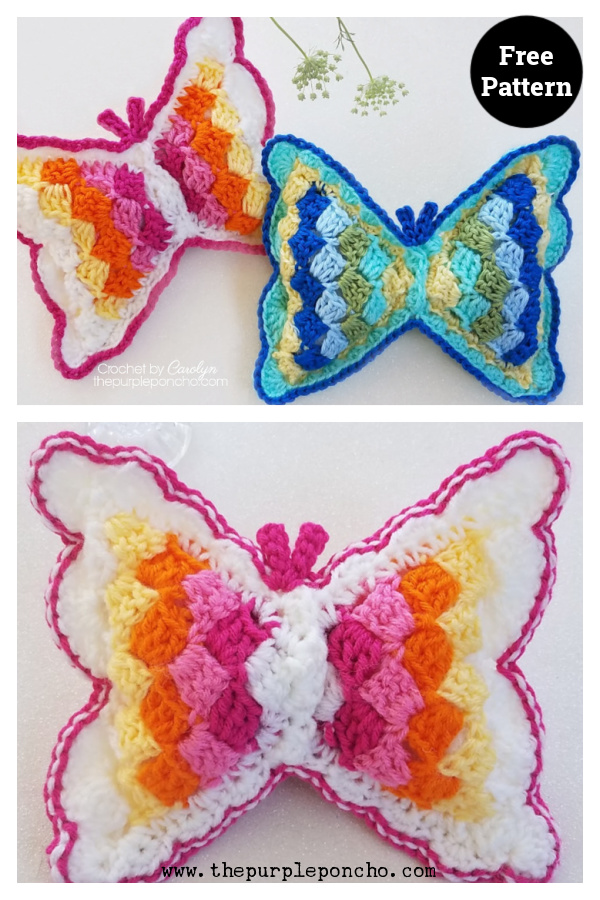C2C Butterfly Pillow Free Crochet Pattern