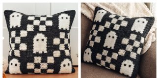 Checkered Ghost Pillow Free Crochet Pattern and Video Tutorial