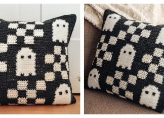 Checkered Ghost Pillow Free Crochet Pattern and Video Tutorial
