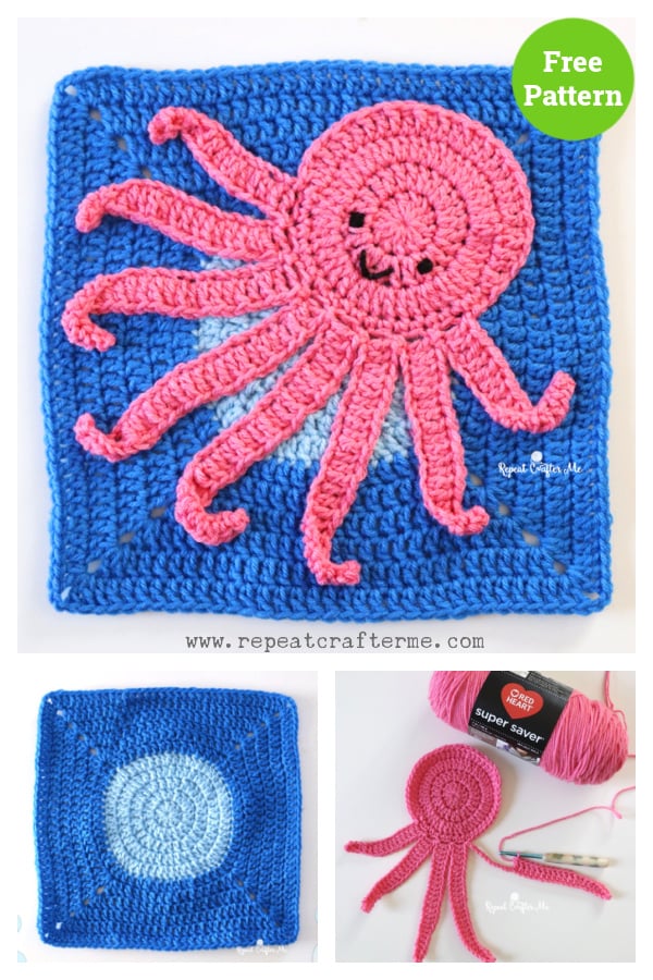 Octopus Granny Square Free Crochet Pattern 