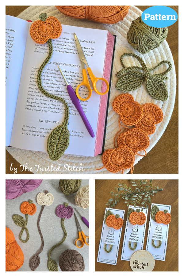 Pumpkin Bookmark and Applique Crochet Pattern