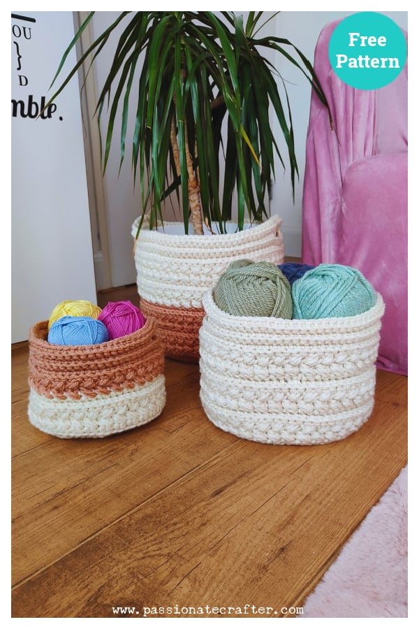 Wheat Stitch Nesting Baskets Free Crochet Pattern