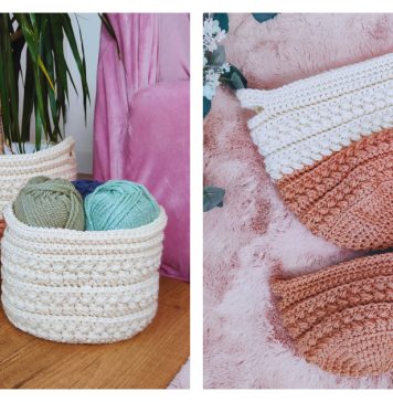 Wheat Stitch Nesting Baskets Free Crochet Pattern