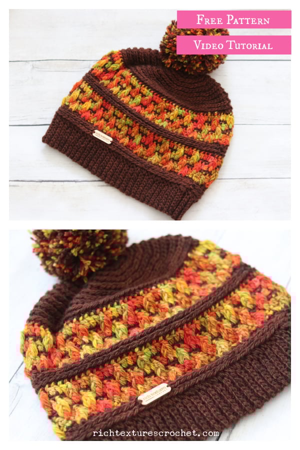Autumn Maple Beanie Free Crochet Pattern and Video Tutorial