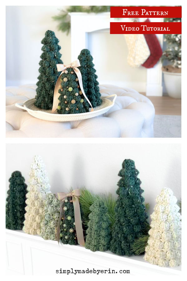 Bobble Christmas Trees Free Crochet Pattern and Video Tutorial