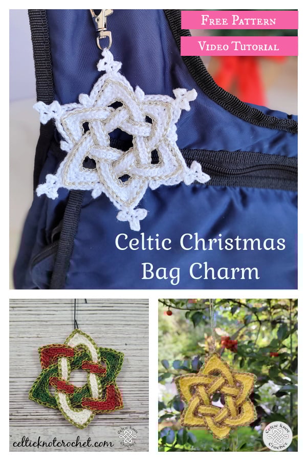 Celtic Christmas Bag Charm Free Crochet Pattern and Video Tutorial