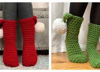 Christmas Slipper Stockings Free Crochet Pattern and Video Tutorial