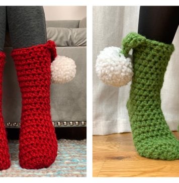 Christmas Slipper Stockings Free Crochet Pattern and Video Tutorial