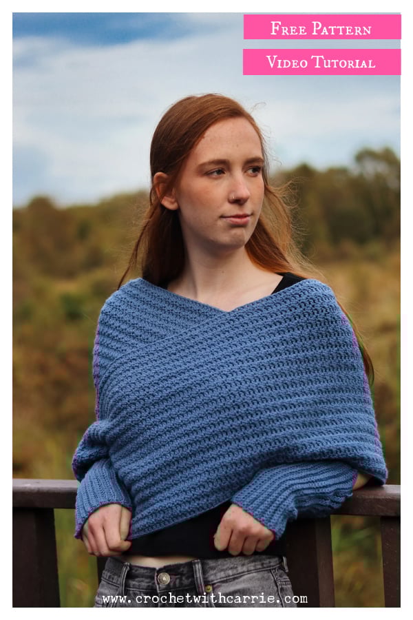 Misty Lake Wrap Sweater Free Crochet Pattern and Video Tutorial