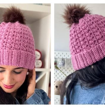 Star Stitch Beanie Hat Free Crochet Pattern and Video Tutorial