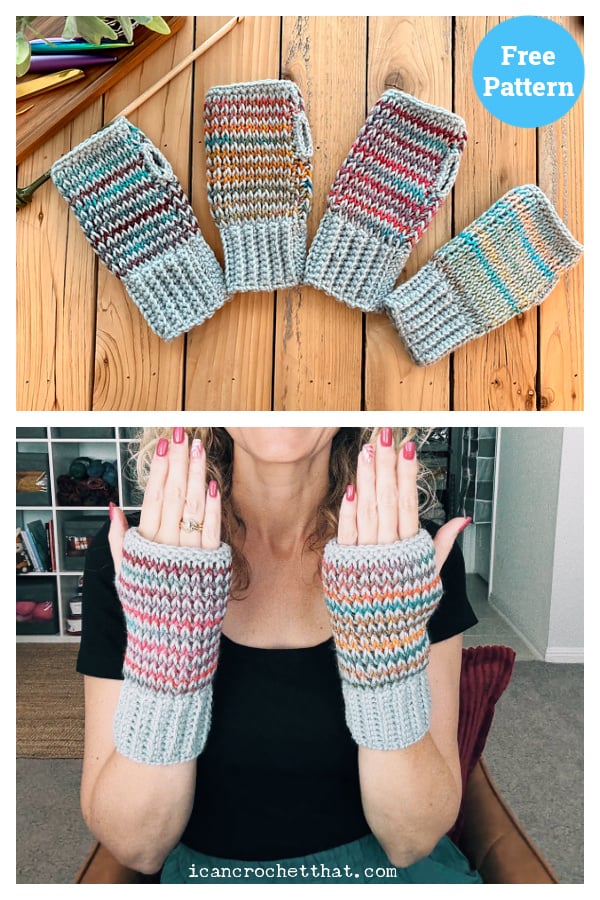 Tunisian Fingerless Gloves Free Crochet Pattern