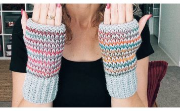 Tunisian Fingerless Gloves Free Crochet Pattern