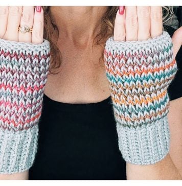 Tunisian Fingerless Gloves Free Crochet Pattern