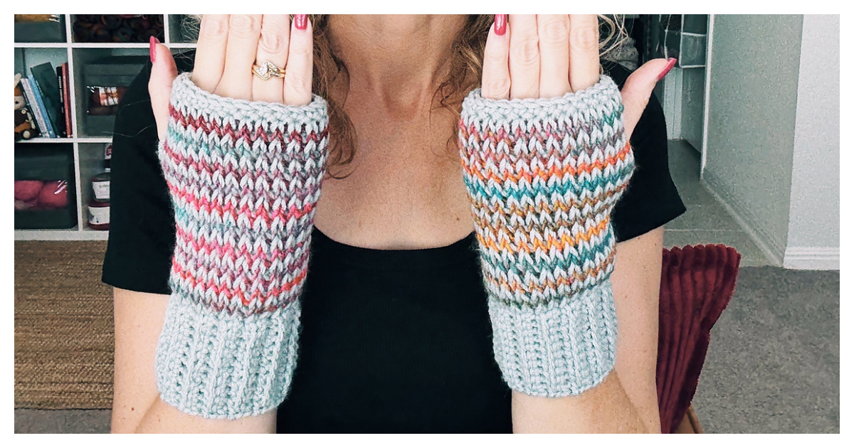 Tunisian Fingerless Gloves Free Crochet Pattern