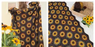 Autumn Sunflower Hexie Blanket Free Crochet Pattern