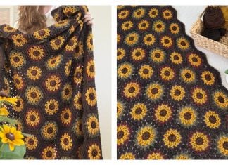 Autumn Sunflower Hexie Blanket Free Crochet Pattern