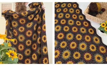 Autumn Sunflower Hexie Blanket Free Crochet Pattern