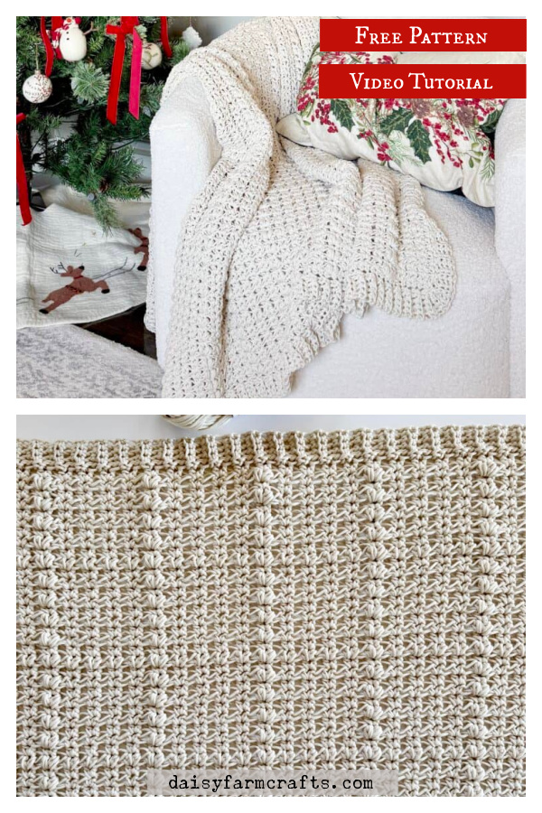 Christmas V-Stitch Throw Free Crochet Pattern and Video Tutorial