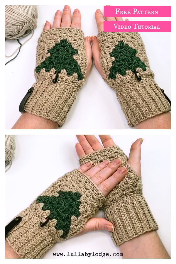 Granny Tree Gloves Free Crochet Pattern and Video Tutorial
