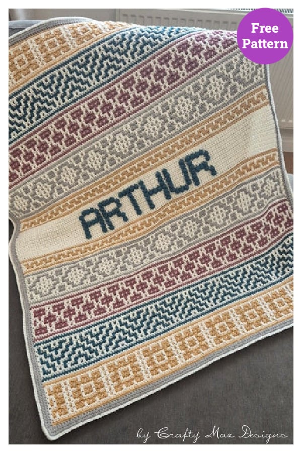 Mosaic Personalized Baby Blanket Free Crochet Pattern