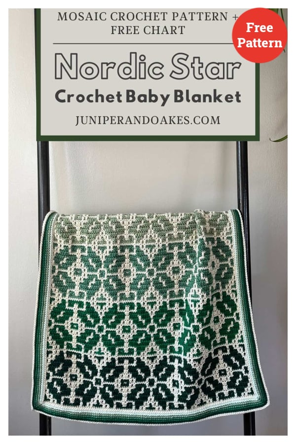 Nordic Star Mosaic Baby Blanket Free Crochet Pattern