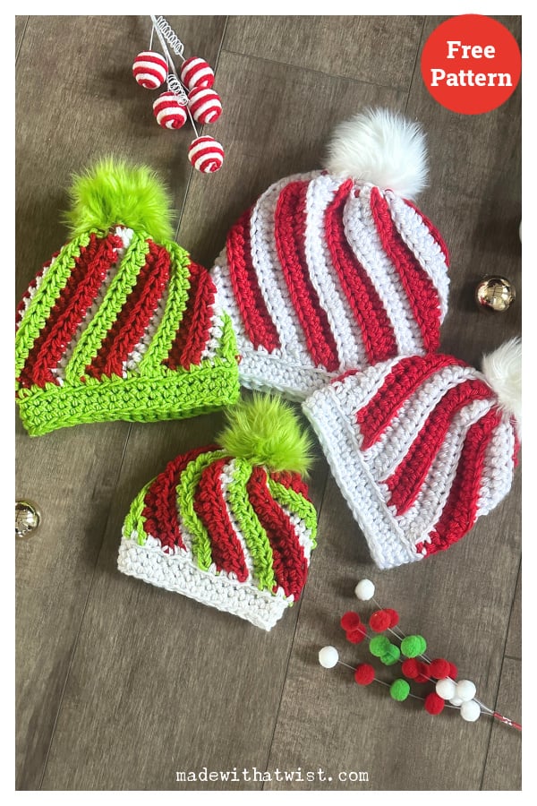 Peppermint Twist Beanie Free Crochet Pattern