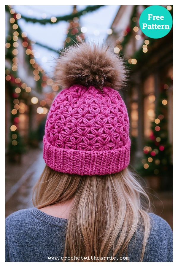 Pink Jasmine Beanie Free Crochet Pattern