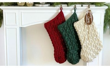 Puff Stitch Jumbo Christmas Stocking Free Crochet Pattern and Video Tutorial