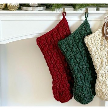 Puff Stitch Jumbo Christmas Stocking Free Crochet Pattern and Video Tutorial